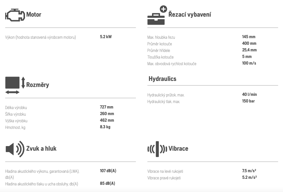 Technické_údaje_Hydraulická_rozbrušovací_pila_K_2500